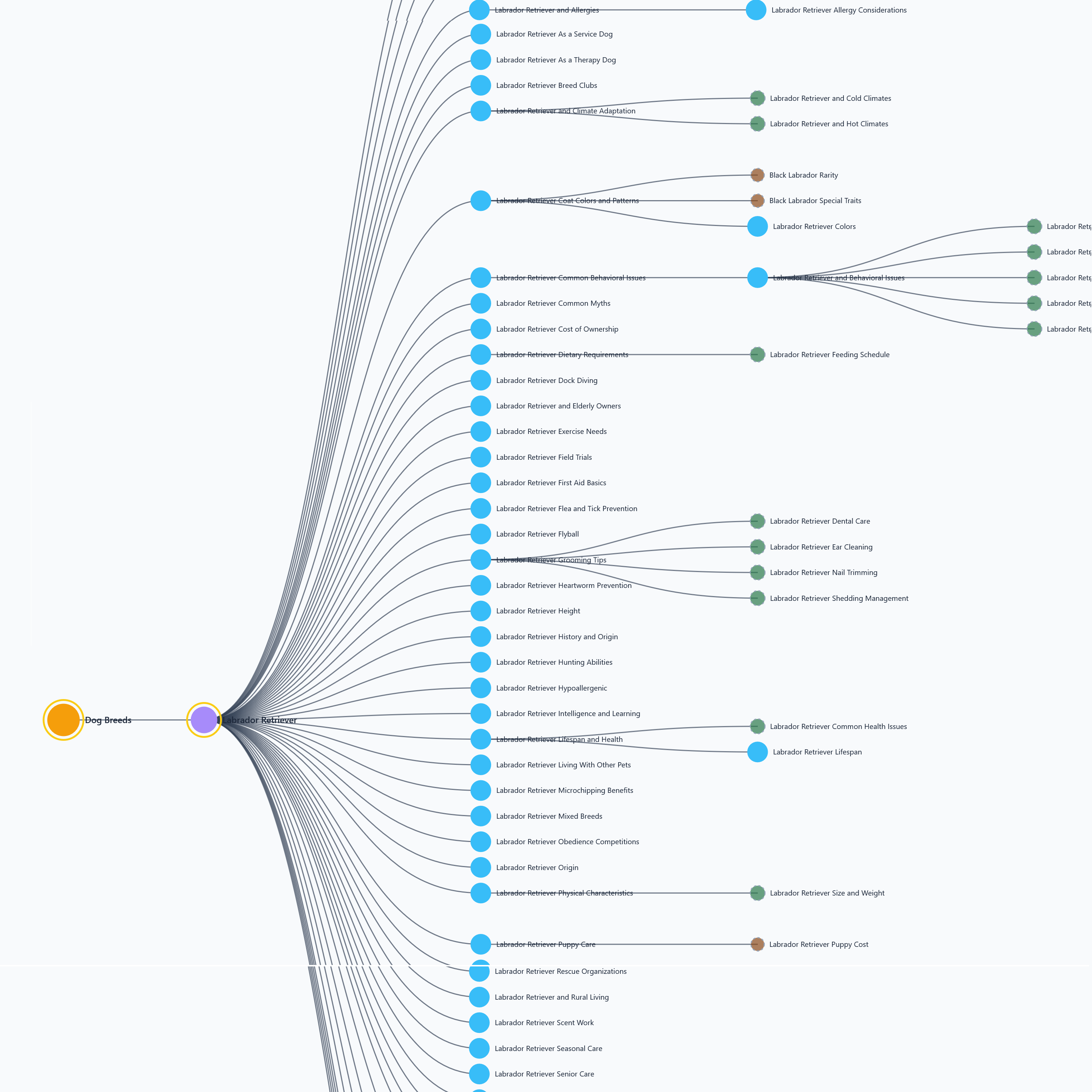 Example topical map showing nodes, hubs, and internal linking